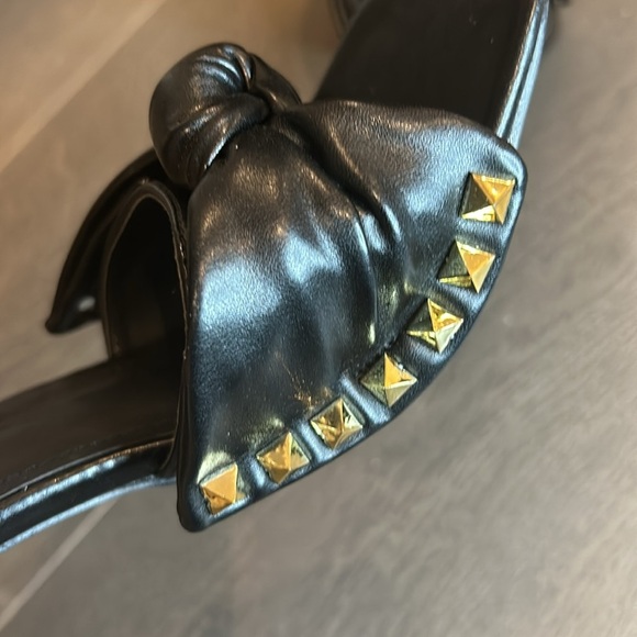 Cape Robbin Darian Slip On Black Open Toe High Heel Clogs with Gold Studs NEW - Picture 9 of 17